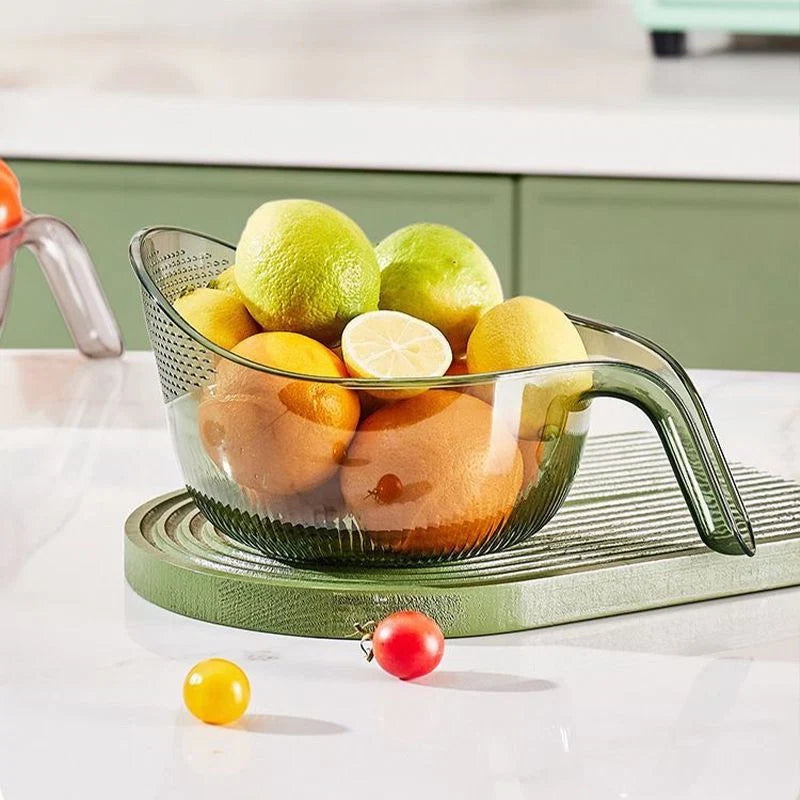 Rice Washing Bowl Fine Mesh Strainer & Ergonomic Handle
