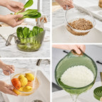 Rice Washing Bowl Fine Mesh Strainer & Ergonomic Handle