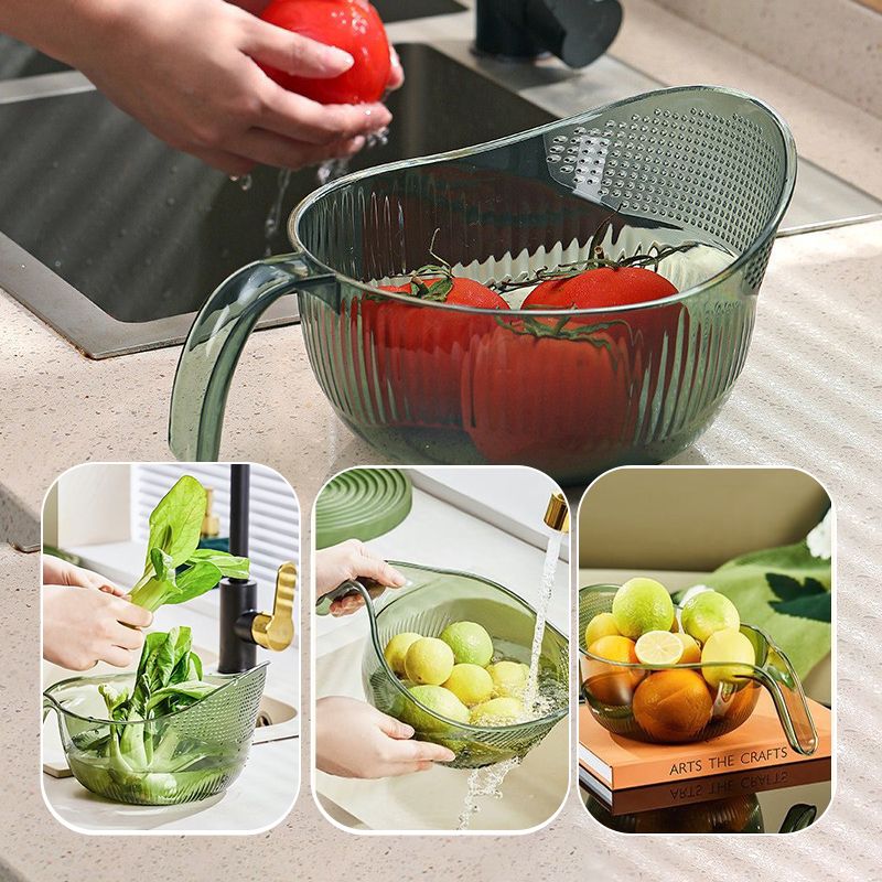Rice Washing Bowl Fine Mesh Strainer & Ergonomic Handle