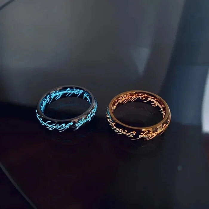 Ring Engraved Elvish Runes Glow In The Dark