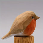 Robin Figurine Hand-Carved Geometric Wood