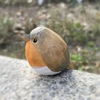 Robin Figurine Hand-Carved Geometric Wood