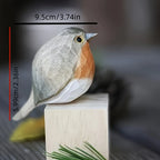 Robin Figurine Hand-Carved Geometric Wood