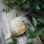 Robin Figurine Hand-Carved Geometric Wood