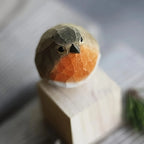 Robin Figurine Hand-Carved Geometric Wood