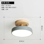 Round Ceiling Light Wood Base Selectable Color