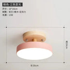 Round Ceiling Light Wood Base Selectable Color