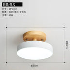 Round Ceiling Light Wood Base Selectable Color