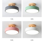 Round Ceiling Light Wood Base Selectable Color