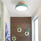 Round Ceiling Light Wood Base Selectable Color