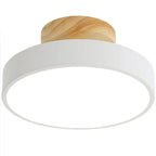 Round Ceiling Light Wood Base Selectable Color