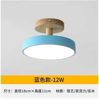 Round Ceiling Light Wood Base Selectable Color