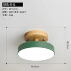 Round Ceiling Light Wood Base Selectable Color