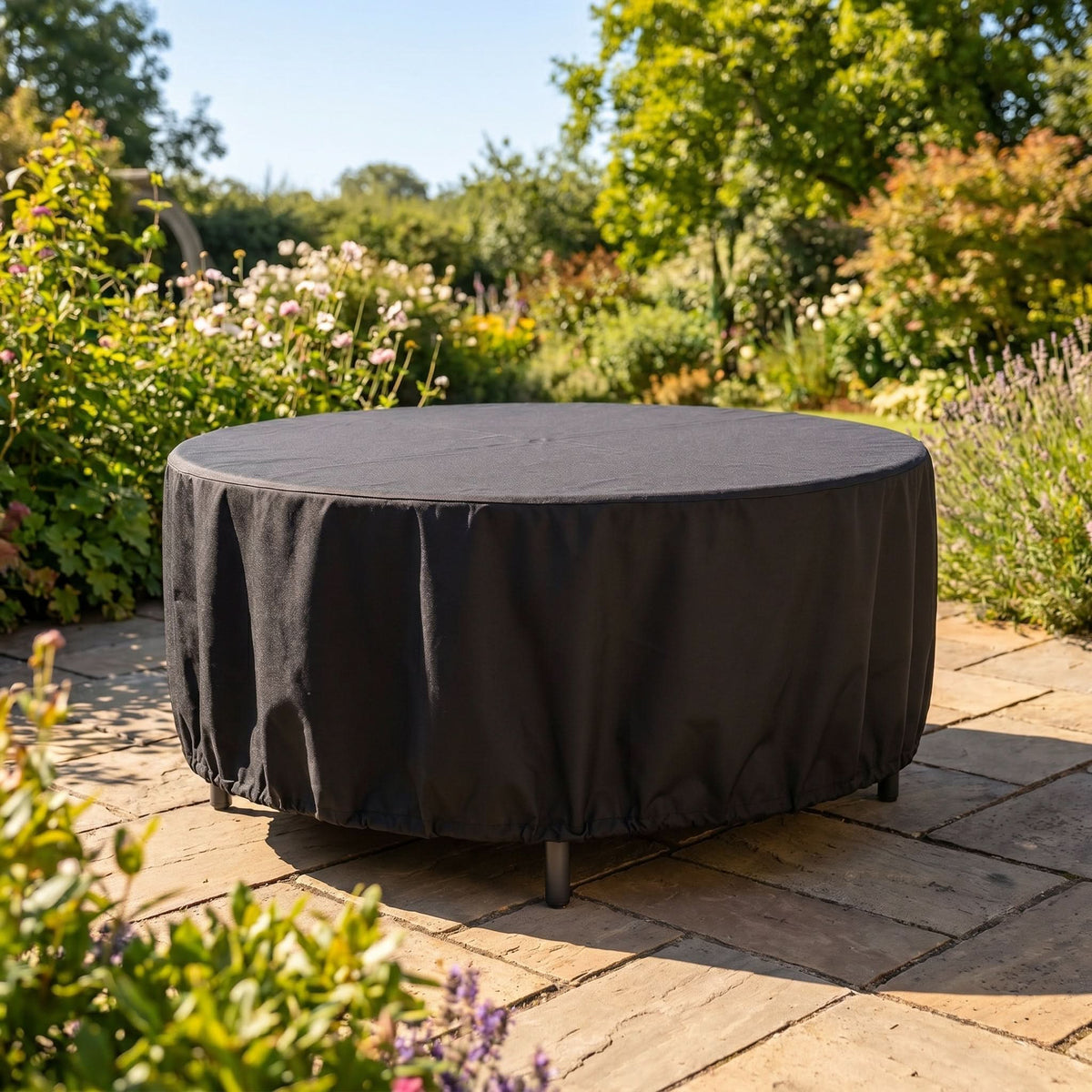 Round Garden Furniture Cover Water-Repellent & UV-Resistant Adjustable Drawstring
