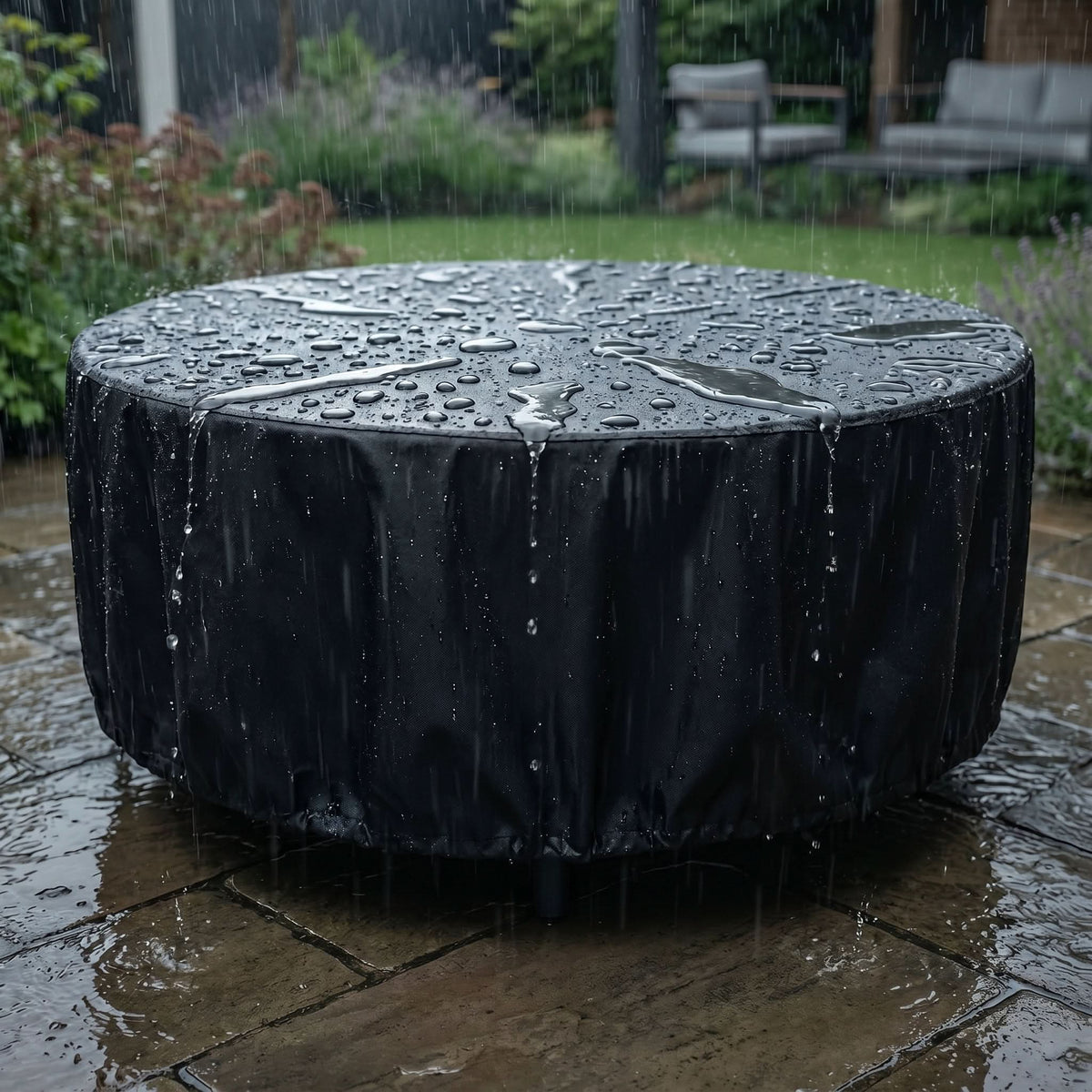 Round Garden Furniture Cover Water-Repellent & UV-Resistant Adjustable Drawstring