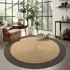 Round Jute Rug Handwoven Reversible Low-Shedding