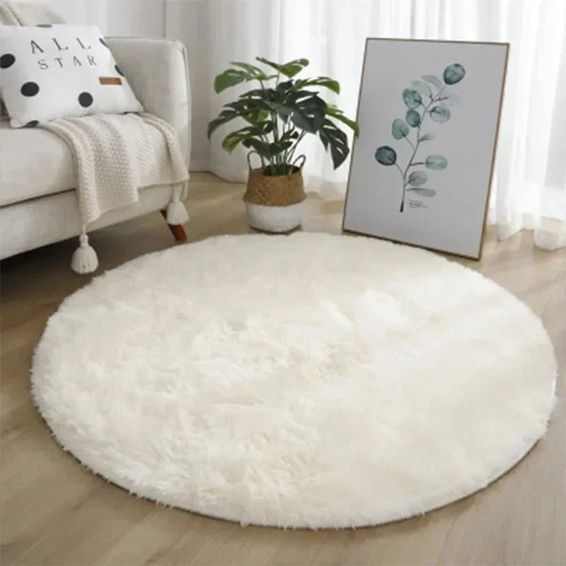 Round Plush Rug High-Pile Soft 2-Inch Profile