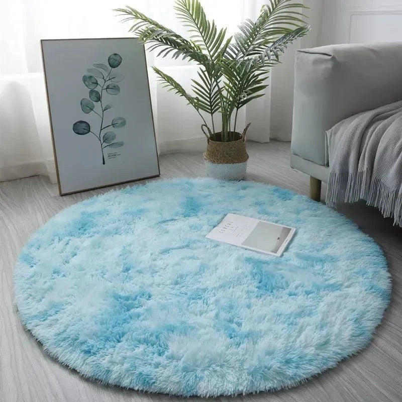 Round Plush Rug High-Pile Soft 2-Inch Profile
