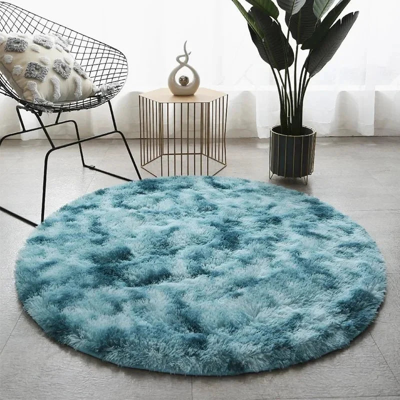 Round Plush Rug High-Pile Soft 2-Inch Profile