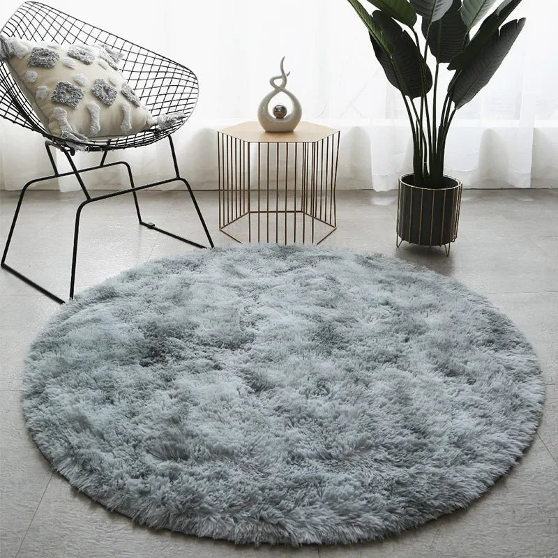Round Plush Rug High-Pile Soft 2-Inch Profile