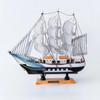 Sailing Ship Figurine Handcrafted Wood Battery-Powered LED