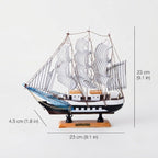 Sailing Ship Figurine Handcrafted Wood Battery-Powered LED