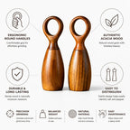 Salt & Pepper Grinder Set Acacia Wood Ergonomic Handles