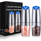 Salt & Pepper Grinder Set One-Handed USB Rechargeable LED