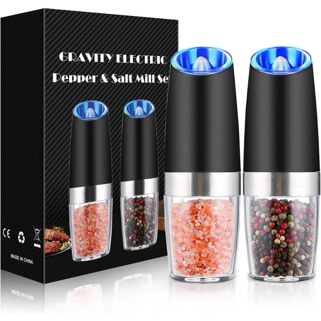 Salt & Pepper Grinder Set One-Handed USB Rechargeable LED