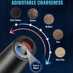 Salt & Pepper Grinder Set One-Handed USB Rechargeable LED