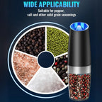 Salt & Pepper Grinder Set One-Handed USB Rechargeable LED