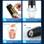 Salt & Pepper Grinder Set One-Handed USB Rechargeable LED