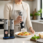 Salt & Pepper Grinder Set Rechargeable One-Handed Adjustable Grind