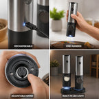 Salt & Pepper Grinder Set Rechargeable One-Handed Adjustable Grind