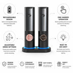 Salt & Pepper Grinder Set Rechargeable One-Handed Adjustable Grind