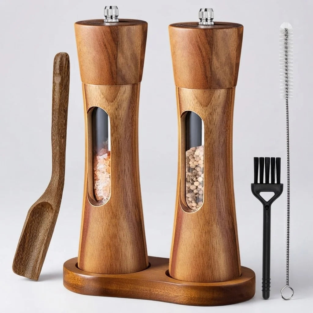 Salt & Pepper Mill Acacia Wood Adjustable Grind