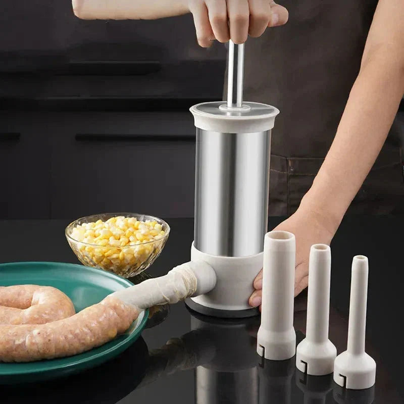 Sausage Stuffer Stainless Steel Hand Lever Set of 4 Tubes