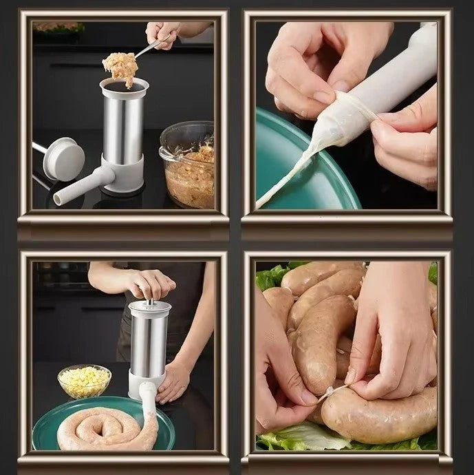 Sausage Stuffer Stainless Steel Hand Lever Set of 4 Tubes
