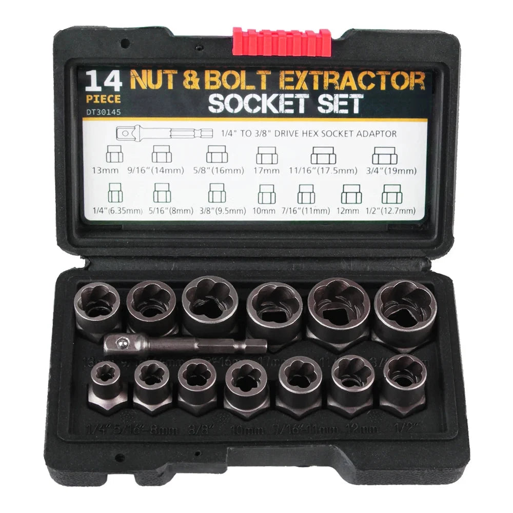 Screw Extractor Set Chrome-Molybdenum Steel Set of 14