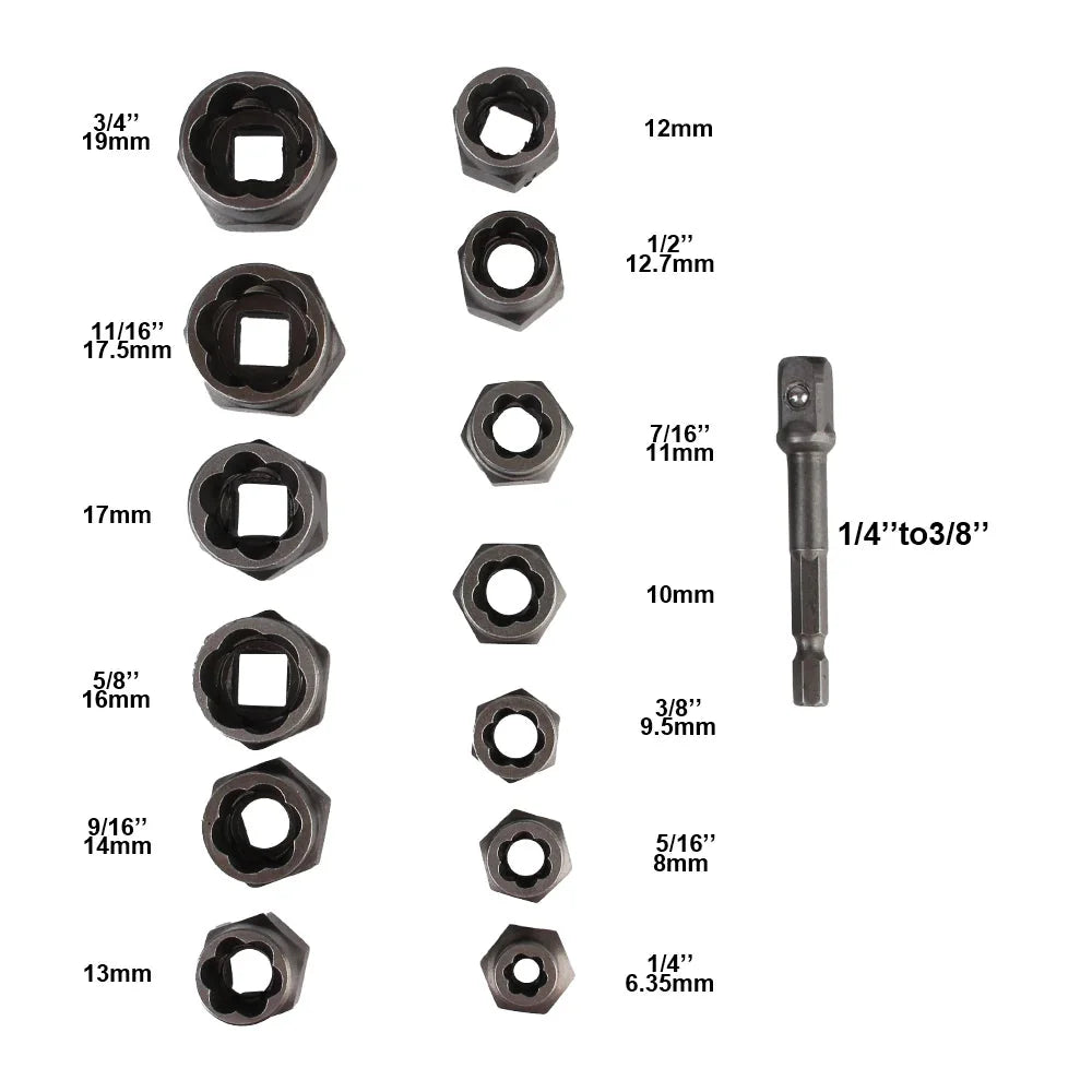 Screw Extractor Set Chrome-Molybdenum Steel Set of 14