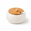 Seasoning Jar Ceramic Bamboo Lid & Fitted Spoon