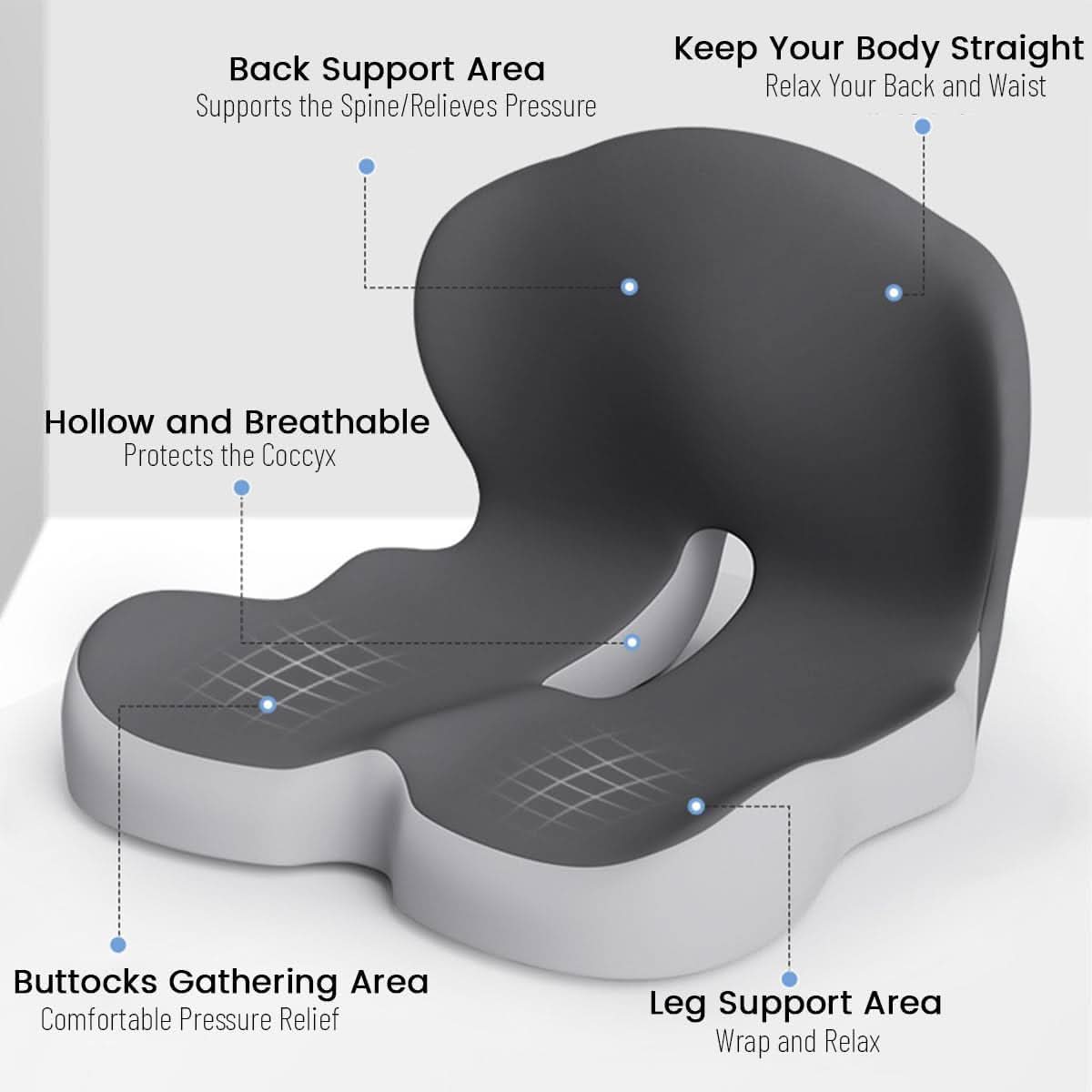Seat Cushion Memory Foam Removable Machine-Washable Cover