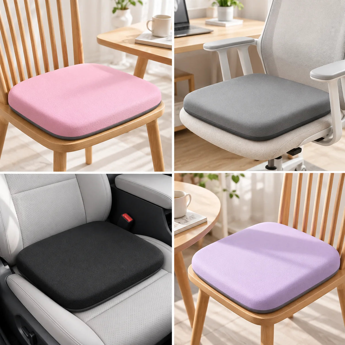 Seat Cushion Shape-Retaining Foam Non-Slip Base & Removable Cover