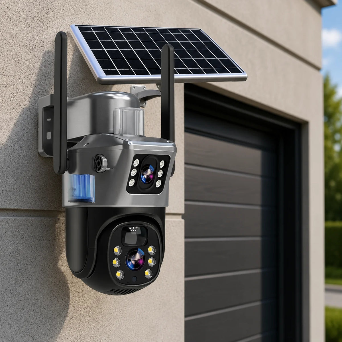 Security Camera 4K Dual Lens Solar Powered