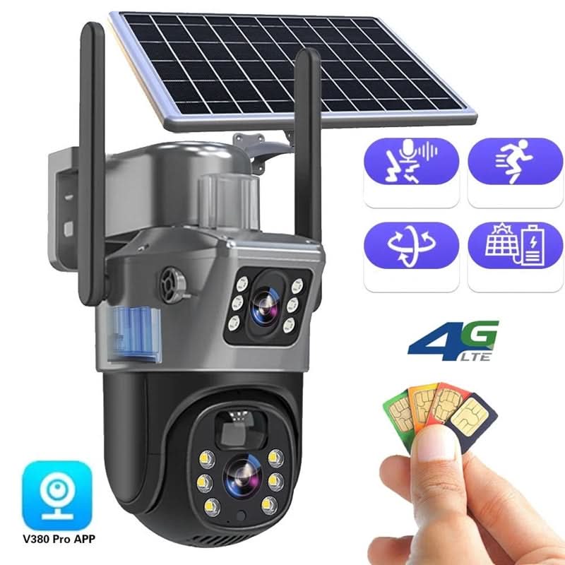Security Camera 4K Dual Lens Solar Powered