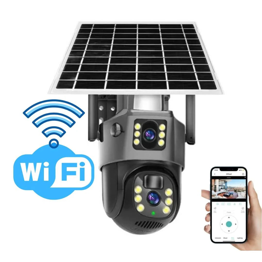 Security Camera 4K Dual Lens Solar Powered