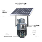 Security Camera 4K Dual Lens Solar Powered