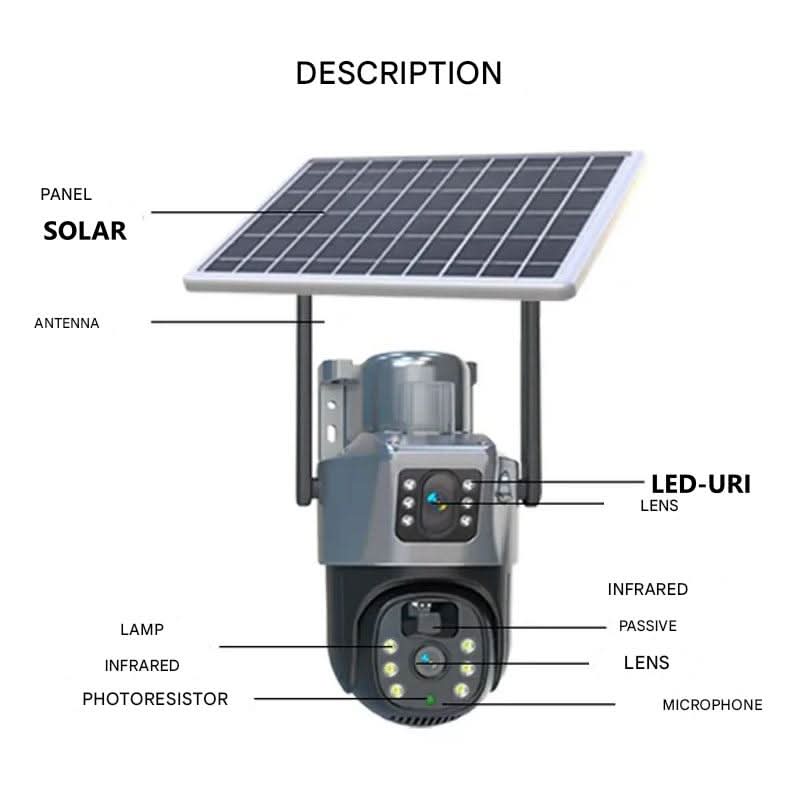 Security Camera 4K Dual Lens Solar Powered