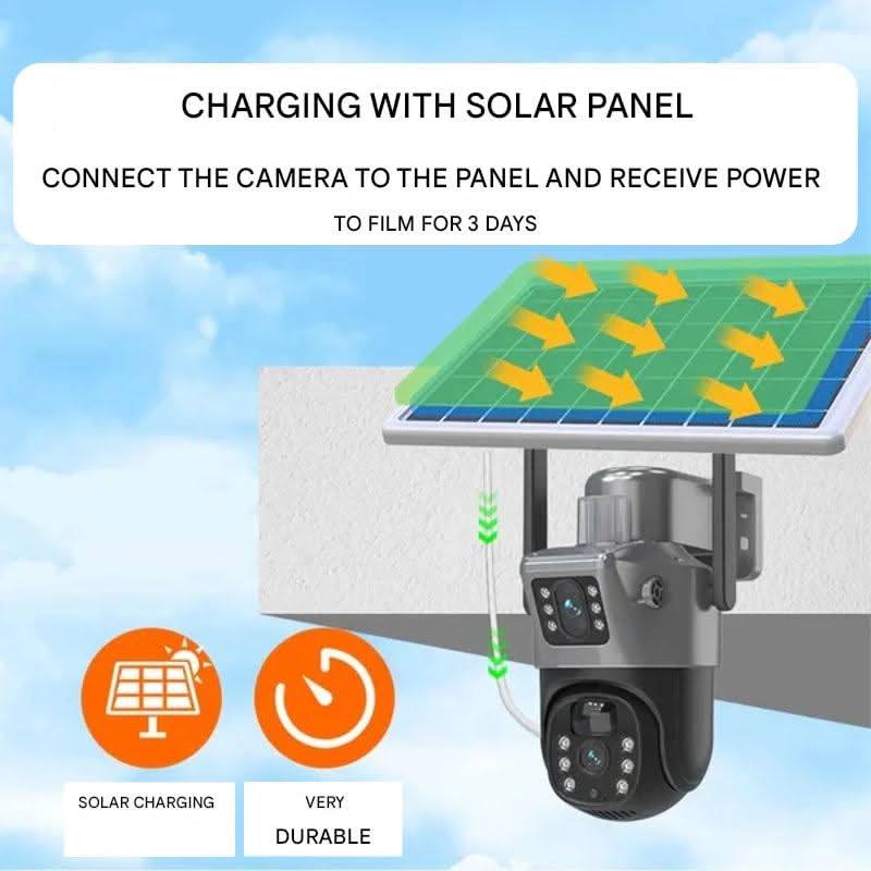 Security Camera 4K Dual Lens Solar Powered