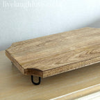 Serving Board Natural Wood Raised Metal Feet